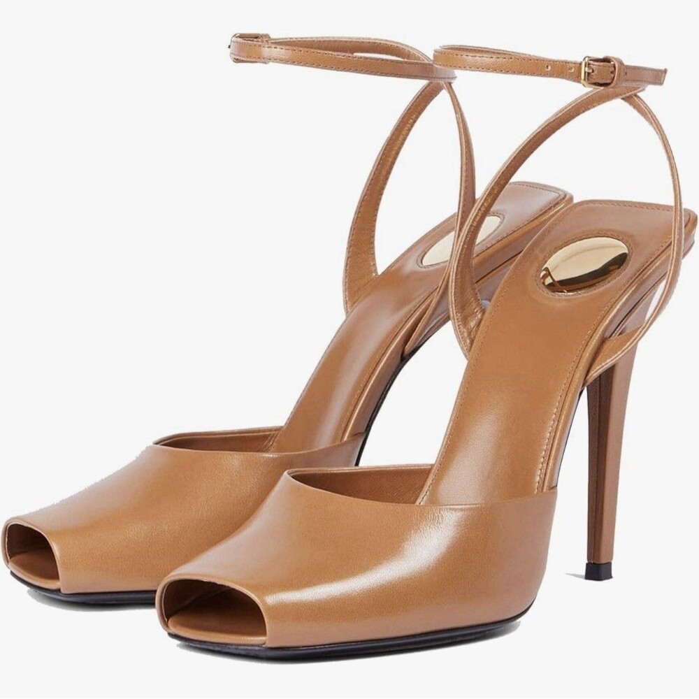NIB Arqa Stiletto High Heel Sandals Adjustable Ankle Strap Peep Toe Size 38/8